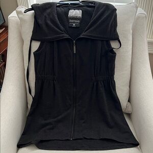 Kensie Black Hooded Zip-Up Sleeveless vest